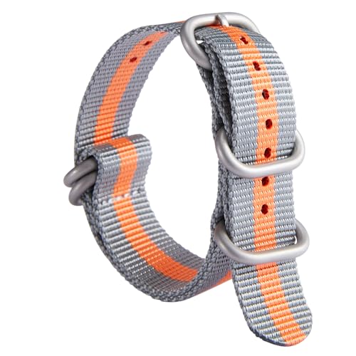Image of BINLUN Premium Ballistic Nylon Watch Strap, Heavy Duty 5-Ring Replacement Watch Band with Stainless Steel Buckle, Comfortable Sport Band for Men Women, Fits 18-24mm