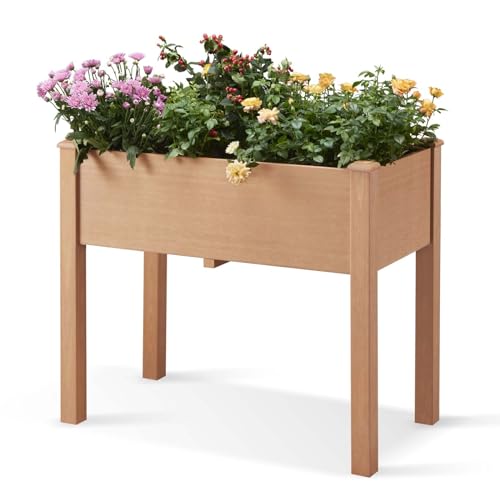 Psilvam Raised Garden Bed with Legs, Poly Lumber Raised Planter Box, Outdoor Elevated Garden Bed Suit for Backyard, Patio, Balcony 34