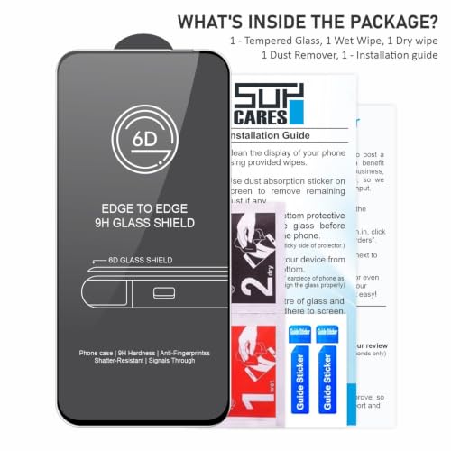 Image of SupCares Tempered Glass for Realme 16T and Realme P4R (6.81 Inch) With Installation Kit | 9H Edge to Edge Screen Protector | Black