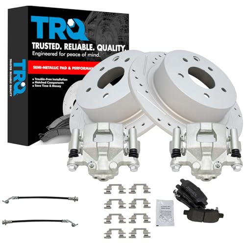 Image of TRQ Performance Rear Brake Pad and Rotor Set Semi Metallic Coated Rotors | For 2002-2006 Nissan Altima 2004-2006 Maxima