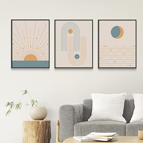 Sun Moon Rainbow Line Art, Boho Minimalist Decor, Mid Century Modern Decor, Bedroom, Living, Laundry Room Prints, Set Of 3 Wall Art, 11X14Inch Unframed #TOP7