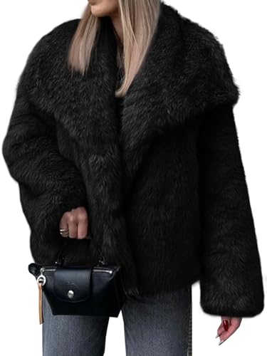 Cicy Bell Womens Faux Fur Coat Winter Shaggy Casual Oversized