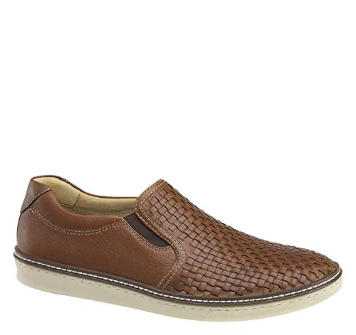 Johnston & Murphy Men's McGuffey Woven Slip-On Shoe Tan Full Grain Leather 10.5