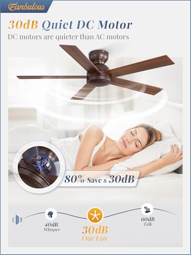 Image of Fanbulous 48 Inch Flush Mount Ceiling Fan without Light, Brown&Farmhouse
