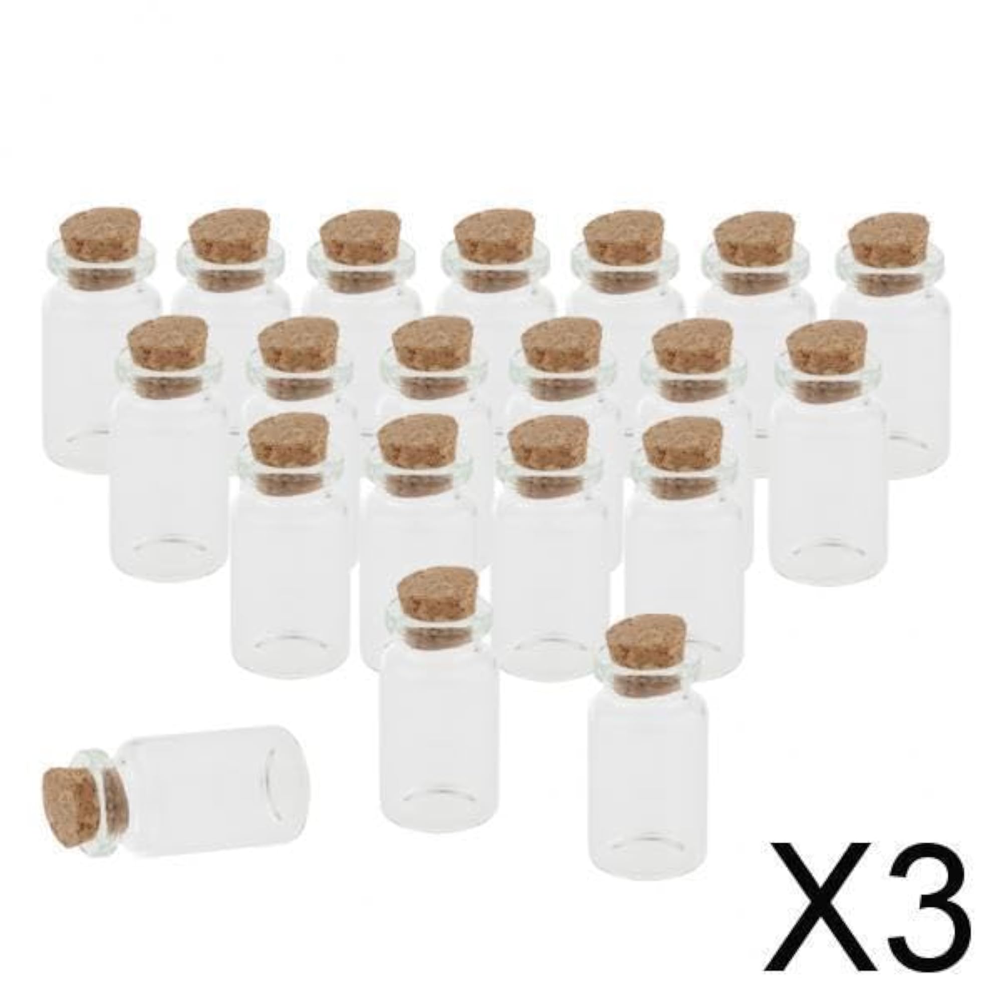 3X20 Pcs Mini Empty Clear Glass Bottle Vials with Cork Stoppers