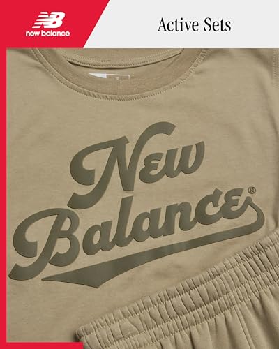 Image of New Balance Active Boys Short Sets - 2 Piece Short Sleeve Workout T Shirt and Fleece Kids Shorts Boys Athletic Sets (8-12)