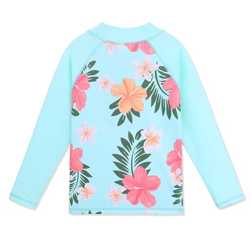 Image of TFJH E Girls Two Piece Swimsuit Long Sleeve Rash Guard Ages 3-12 | UPF 50+ sun protection, breathable , lightweight long sleeve swimsuit, full coverage, pool beach vacation, water park