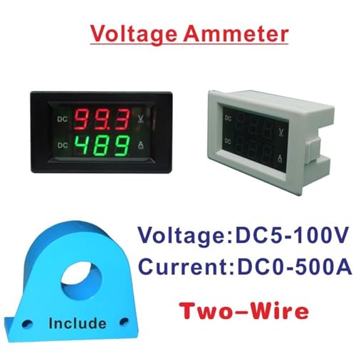 Voltmètre-ampèremètre CC 5-100V 500A avec capteur et boîtier blanc