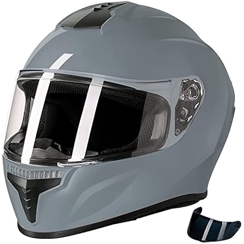 Modular Motorcycle Full Face Helmet DOT/ECE Approved Lightweight ABS Shell Flip-Up Protective Street Bike Helmets with Extra Visor Aerodynamic Design for Adults Men Women,Gray Black,XL Cover