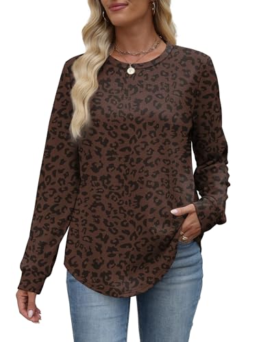 WIHOLL Sweatshirt for Women Crewneck Long Sleeve Shirts Curved Hem Lightweight Sweaters Fall Clothes 2025 - Image 3