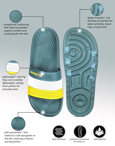 Image of Impakto Men's Casual Sliders | Cushioned Comfort Slip-On Slipper | Lightweight EVA Sole | Slippers for Home & Outdoor Use