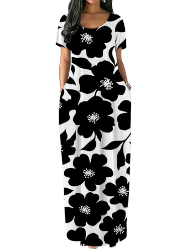 Image of Nimsruc Women Summer Long Dress Casual Sexy Short Sleeve Loose Maxi Dresses for Women 2025