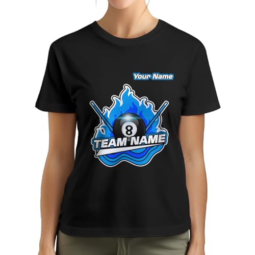 Personalized Billiards Team T-Shirt with 8 Ball Design, Billiards Tshirt for Men Women Billiard Pool Player B3 Black3