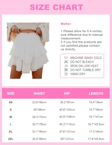 Aoudery Flowy Shorts For Women Casual Boho Ruffle Tiered Skorts High Waist Mini Skirts Golf Tennis Butterfly Crochet Shorts thumb #3