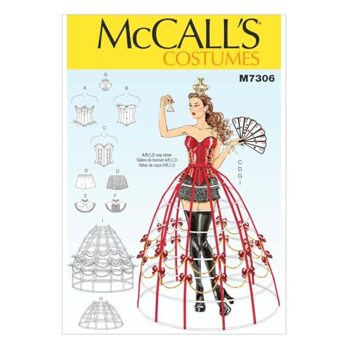 McCall's Patterns M7306 Corsets, Shorts, Collars, Hoop Skirts & Crown, A5 (6-8-10-12-14)