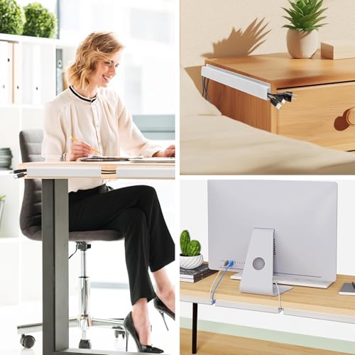 4 Stück Kabelkanal Selbstklebend Weiß, Kabelmanagement Schreibtisch Ohne Bohren, Kabelschacht Selbstklebend für die Wandmontage, Zuhause Schützt
