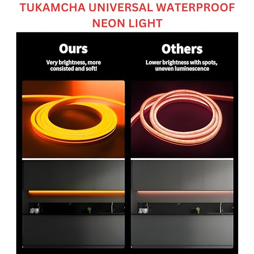 Image of 16.4 Feet LED Neon Strip Lights, with 12V Adapter, Waterproof IP65, Silicone Flexible Rope Light for Home Decor | Led Strip Lights | Neon Lights | 5 Meter | (Orange)