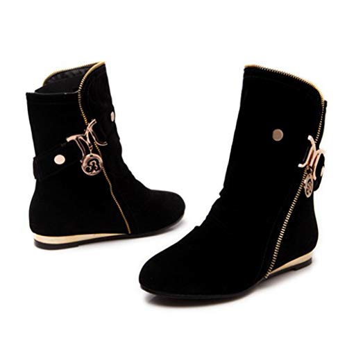 Women's Winter Metallic Slouch Ankle Boots Suede Flat Quilted Zipper Booties Comfy Dressy Short Boot2