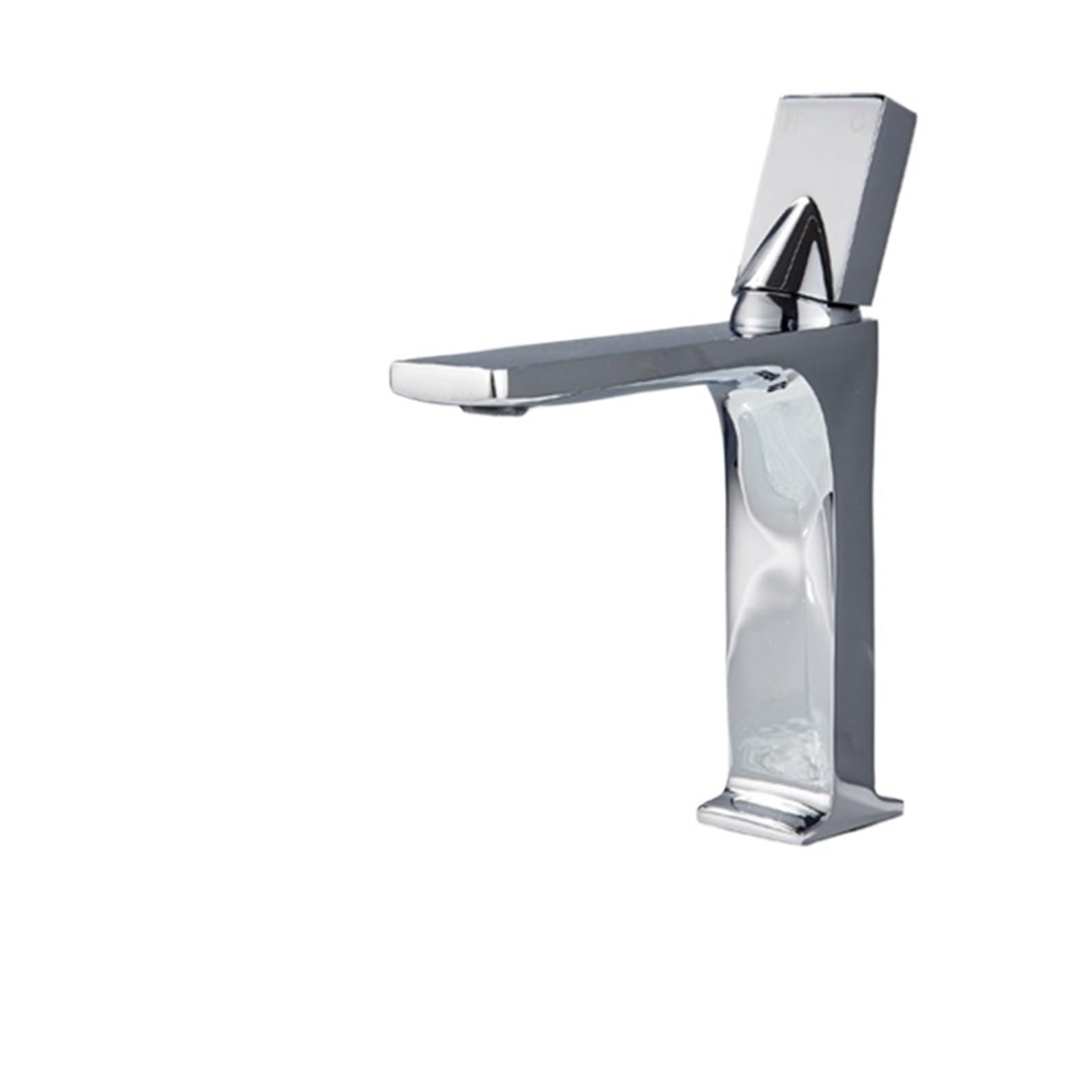 Mitigeur de lavabo chromé carré en laiton pour eau chaude et froide