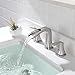 PARLOS Waterfall Widespread Bathroom Faucet Two Handles with Metal Pop Up Drain & cUPC Faucet Supply Lines, Doris (Brushed Nickel)