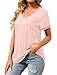Summer Clothes for Women V-Neck Short Sleeve Basic Tee Shirts Tops Beige Pink M