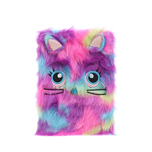 JUMISEECute Unicorn Plush Diary Notebook Glitter Animals Fuzzy Journal Writing Planner for Kids Girls, 160 Pages Lined Paper