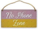 No Phone Zone Door Wood Sign - 6x12 Inch Seasonal Front Door Rustic Wall Hanging Porch Decor Suits Holiday Gatherings Quiet Time Matches Rustic Styles Ideal for Family Events