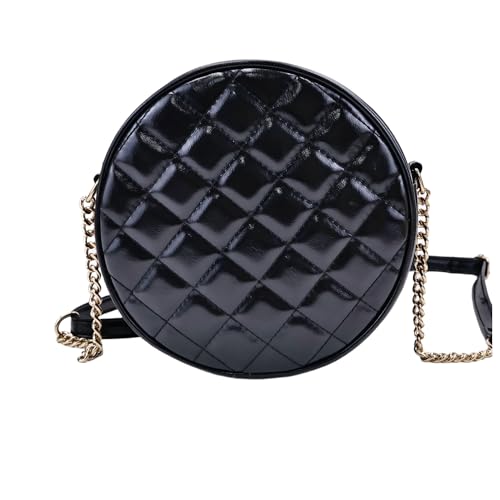 Image of Round Crossbody Bag for Women,PU Leather Shoulder Bag with Metal Chain Strap, Cellphone Purses with Zipper