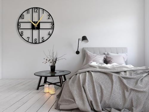 Image of Stylish Metal Wall Clock for Living Room, Bedroom, Office, Kitchen, Home and Hall | Antique Fancy Big Size Modern Wall Watch for Home Decor (DA-44, 60 CM)