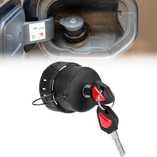 JOYTUTUS Capless Gas Fuel Cap Cover Compatible with 2021 2022 2023 2026 Ford F150 & Bronco, Locking Lock Capless Gas Tank Cap Cover, Portable Black Car Plastic Gas Fuel Filler Cap, with Key