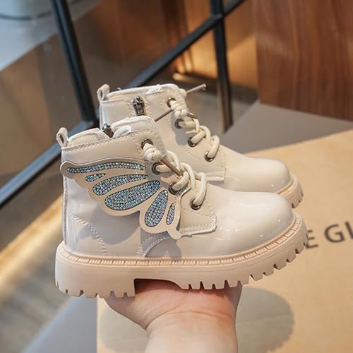 Girls Ankle Boots Lace Up Leather Booties Cute Butterfly Wings Comfortable Outdoor Non Slip Short Boots4