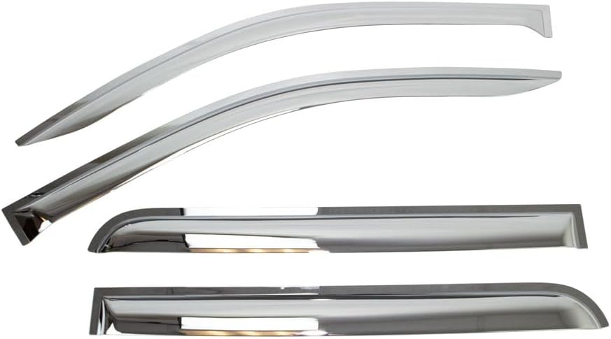 Chrome Window Visor/Wind Deflectors for 2014-2015 Chevy Silverado 1500/2015 Chevy Silverado 2500HD / 3500 HD / 2014-2015 GMC Sierra 1500/2015 GMC Sierra 2500HD / 3500 HD Crew Cab