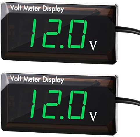 2 Pieces DC 12V Car Digital Voltmeter Gauge LED Display Voltage Meter Waterproof Voltage Gauge Meter for Car Motorcycle (Green Light)