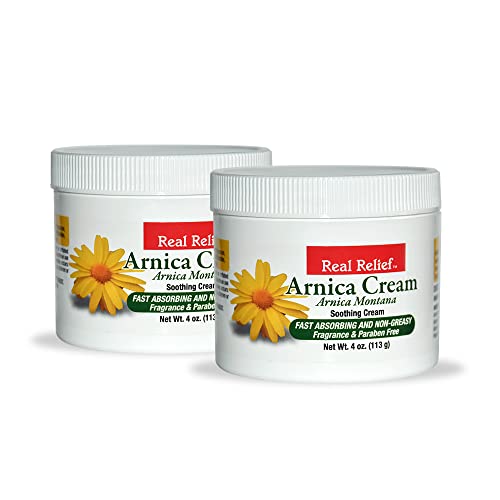 Real Relief Arnica Cream, Natural, Soothing, Non Greasy and Unscented for Muscle Soreness, Bumps and
