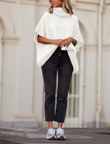 Womens Turtleneck Batwing Sleeve Sweater Knitted Oversized Chunky Short Dolman Tops4
