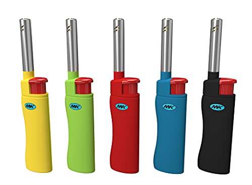 MK Lighter 10 PCS Assorted Colors Candle Lighters, Windproof Flame, Ideal as Lighters for Candle, BBQ Lighter, Camping Lighter, Fireplace Lighter, Outdoor Lighter, Butane Refillable Lighter.