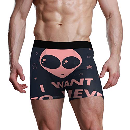 HangWang Men's Underwear I Want to Believe Breathable Boxer Briefs Low Rise Long