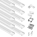 10-Pack 6.6ft/2Meter U Shape White LED Aluminum Channel System with Milky Cover, End Caps and Mounting Clips, Aluminum Channel Profile for LED Strip Light Diffuser Installations (10pack*6.6ft)