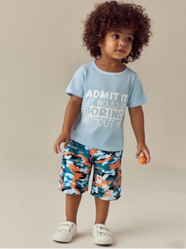 Image of Kid Toddler Baby Boys Clothes Tie-dye Palm Leaf Top 2Pcs Summer Shorts Set