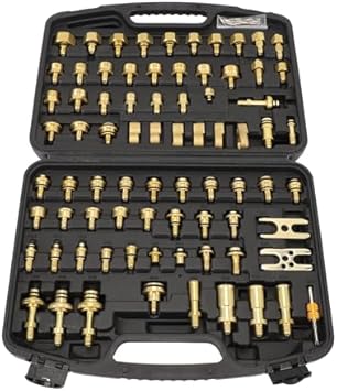 Car Air Conditioning Leak Detector 77pcs Automotive Air Conditioning Leak Test Kit Brass Ac Leak Detection Tools Connector Repair Kit for Car Auto AC