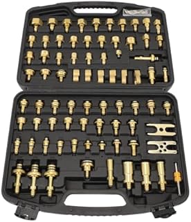 Car Air Conditioning Leak Detector 77pcs Automotive Air Conditioning Leak Test Kit Brass Ac Leak Detection Tools Connector Repair Kit for Car Auto AC