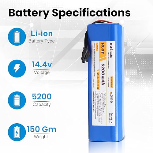 Image of 14.4V 5200mAh Li-ion Replacement Battery for Eufy RoboVac X8, X8 Hybrid & X8 Hybrid White - High Capacity 74.88Wh Rechargeable Vacuum Cleaner Battery