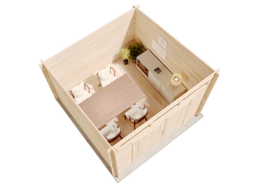 Alpholz Gartenhaus Maria-Optima 28 aus Massiv-Holz, Gerätehaus mit 28 mm Wandstärke, Garten Holzhaus inklusive Montagematerial, Geräteschuppen Größe: 320 x 320 cm, Pultdach
