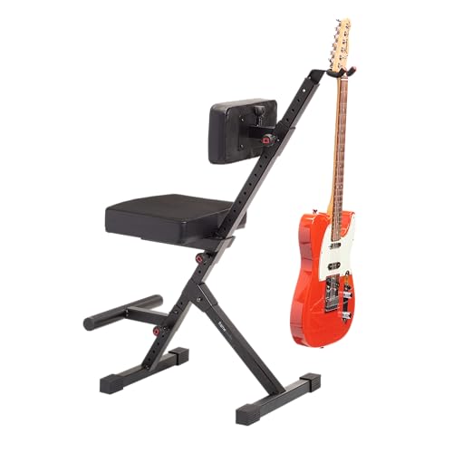 Gator Frameworks Deluxe Guitar Seat with Adjustable Padded Backrest and Cushion, Rear Guitar Hanger Holds both Acoustic and Electric Guitars (GFW-GTR-SEATDLX)