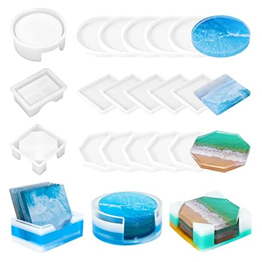 18 Pieces Resin Coaster Molds, Coaster Molds for Epoxy Resin with Storage Box Mold for DIY Art Craft Cup Mats