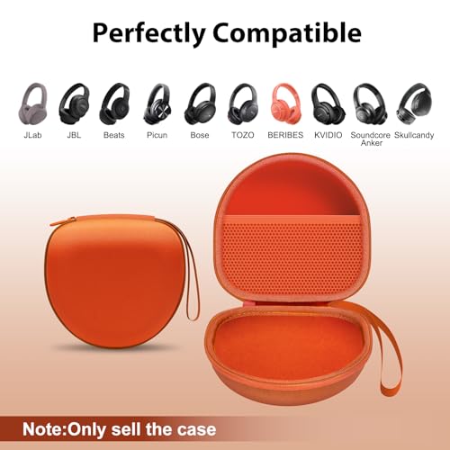 Image of Headphone Headset Case for BERIBES /Skullcandy /Yoto /Beats /JBL /JLab /TOZO / /Picun /KVIDIO Noise Cancelling Over-Ear Foldable Headphone (Orange)
