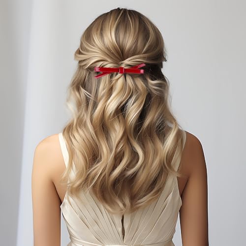 Pinzas para cabello rojo oscuro con moño set de 4 miniatura 5