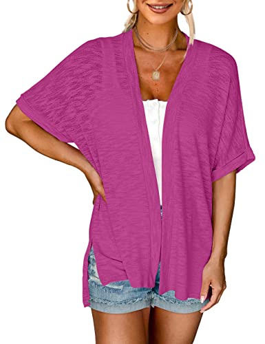 Image of MEROKEETY Women's 2026 Summer Lightweight Kimono Cardigan Short Sleeve Open Front Casual Loose Trendy Beach Cover Ups
