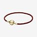 PANDORA Moments Woven Leather Bracelet with 18k Gold-Plated Clasp - Compatible Moments Charms - Features Shine & Leather - Gift for Her - Red, 6.9