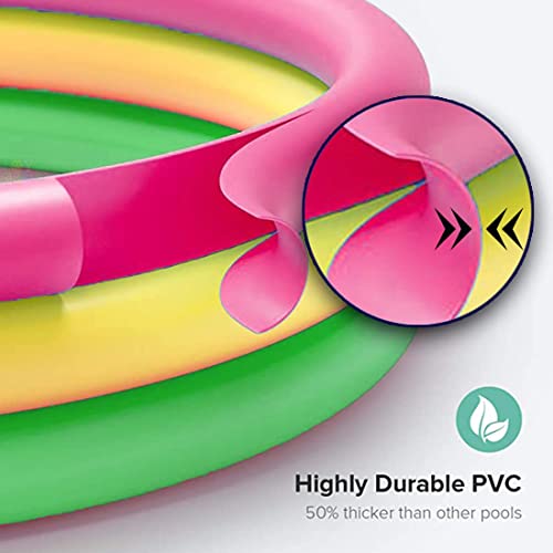 Image of LONGMIRE 4 Ft Round with Pump Swimming Bath Tub for Kids | Inflatable Sunset Glow Round Colourful Ring Baby Portable Baby Bath tub | 0-5 Years | Indoor & Outdoor Swimming Pool for Kids (Multi Color)